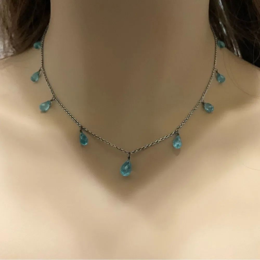 Rare Paraiba Apatite Drop Necklace